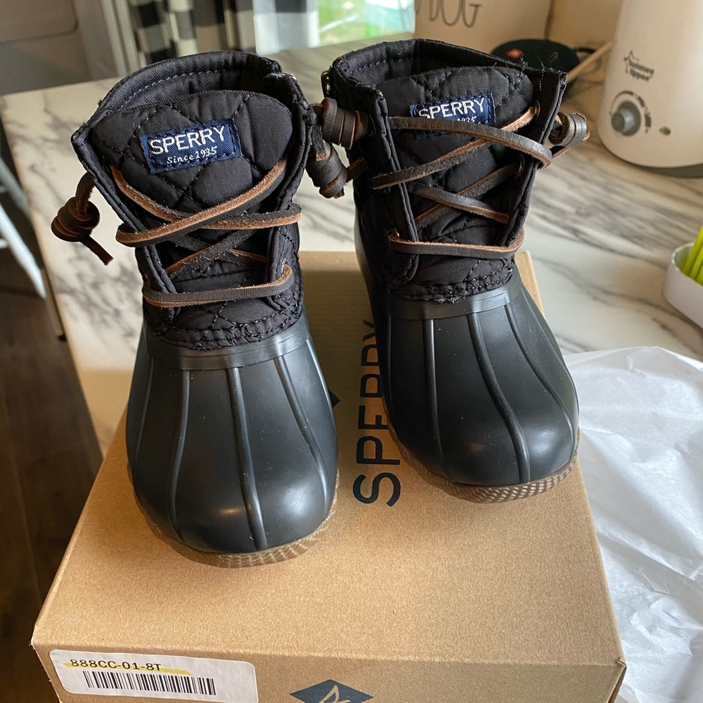 Toddler girl black sperry’s nwt